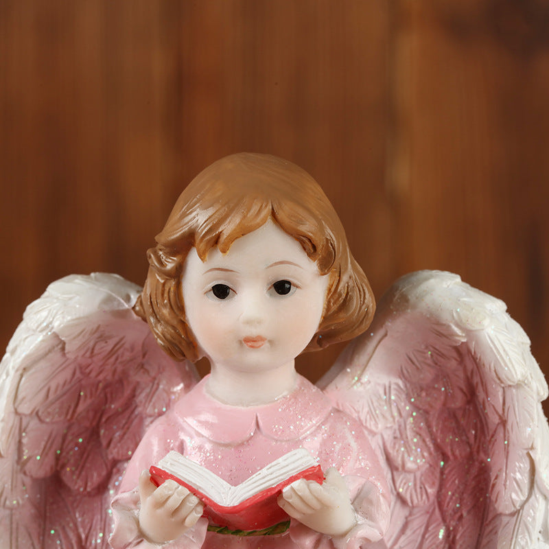 Praying Reading Book Angel Sculpture Decoration