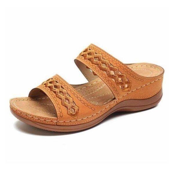 Premium Arch Support Orthopedic Faux Leather Embroidery Women Sandals