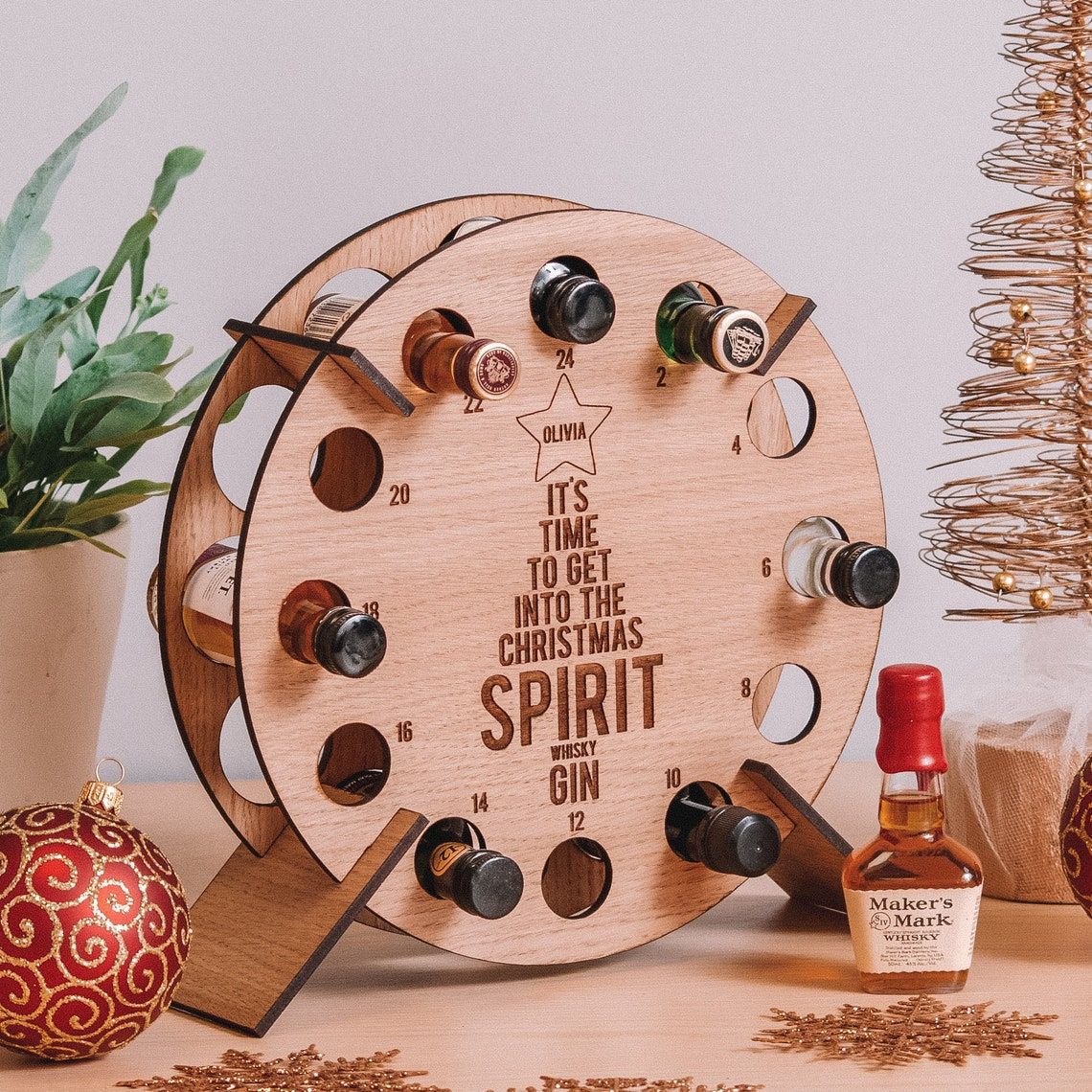 Wooden Countdown Wine Rack Ornaments