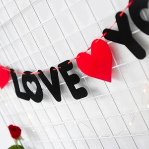 1set Red Heart Letters Non-woven I Love You Banner Wedding Decoration Pendant Garland Photo Props Valentine Party Supplies