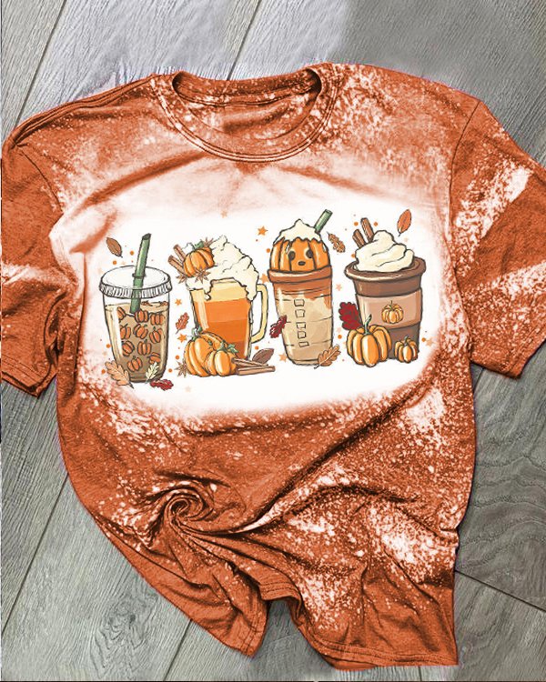 Pumpkin Coffee Bleached Shirt