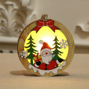 Christmas decorations tree accessories Wooden pendant Led lighting