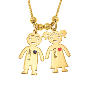 Necklace With Engraved Children Charms