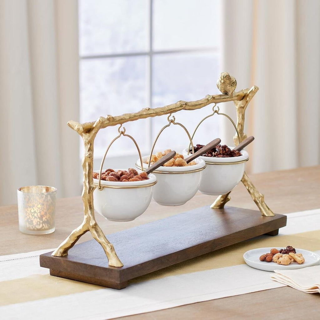 🥣 Gold Oak Branch Snack Bowl Stand
