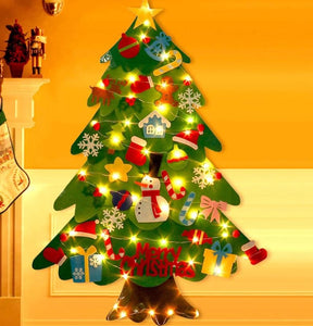 Felt Christmas Tree Set PCS Ornaments Wall Hanging LED String Lights