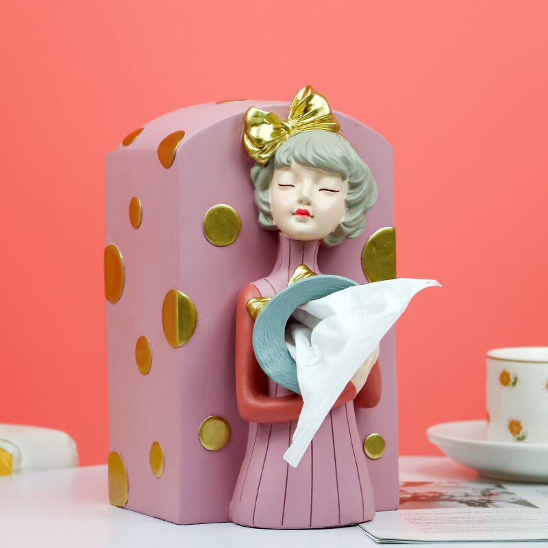 Nordic Bubble Girl Tissue Box Small Sculpture Creative Cute Living Room Coffee Table Decorations
