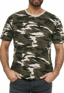 Loose Round Neck Camouflage T-shirt