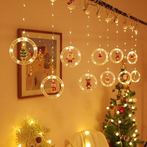 Christmas Decoration Santa Claus Cartoon Style Curtain Lights