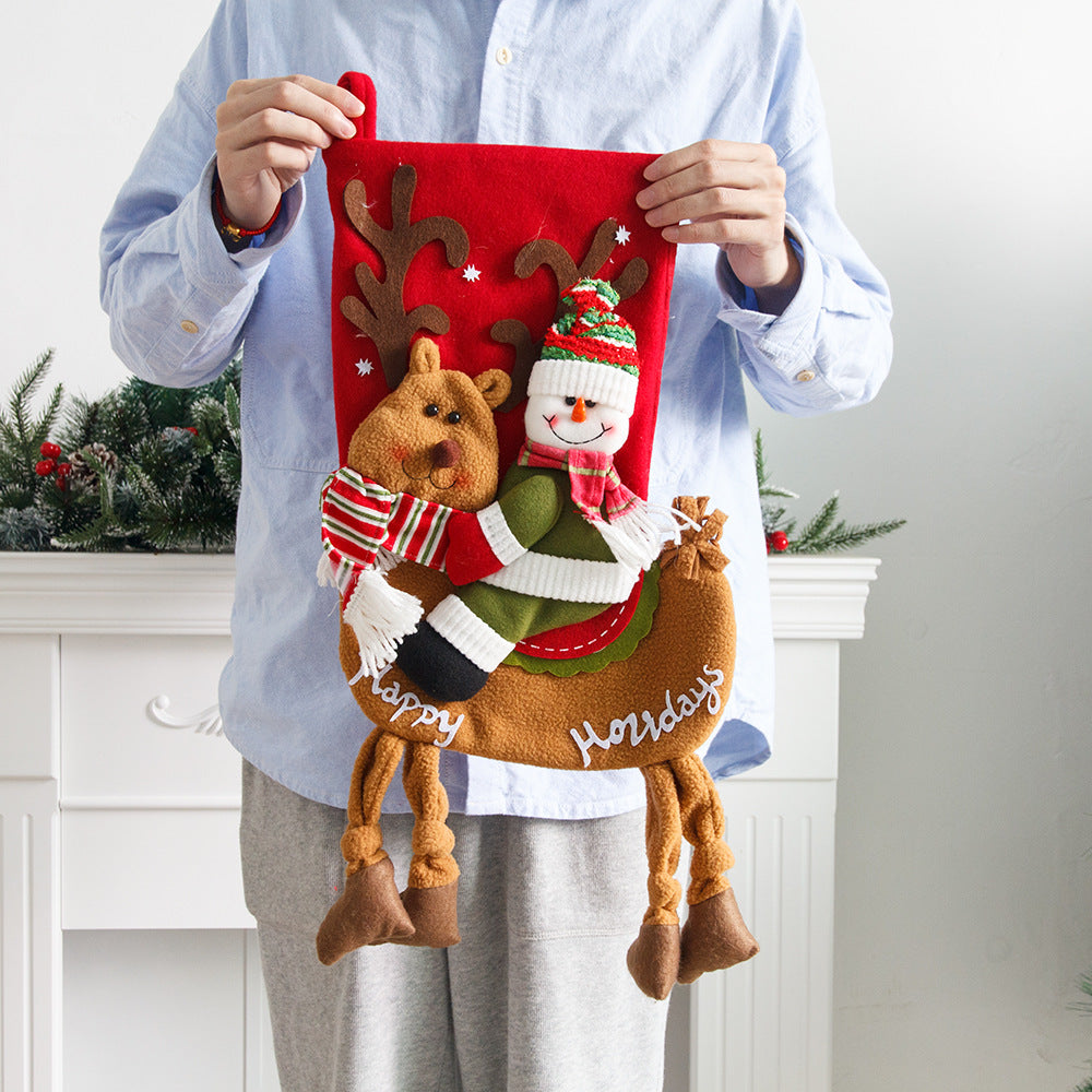 Christmas Decoration Creative Riding Deer Candy Socks