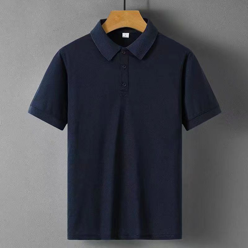 Men's Solid Color Cotton Short Sleeved Polo Shirt