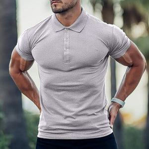 Men's Solid Color Cotton Short Sleeved Polo Shirt