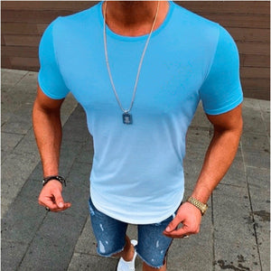 Gradient Round Neck Elastic Loose T-shirt