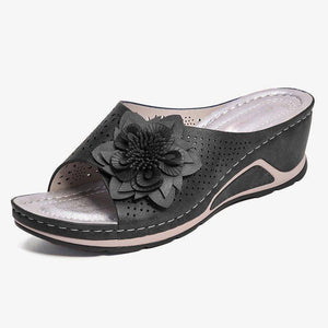 Women Summer Flower Non Slip Wedge Heel