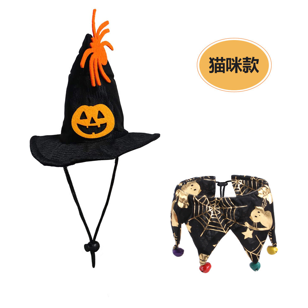 Halloween Skull Pattern Cat Hat Set