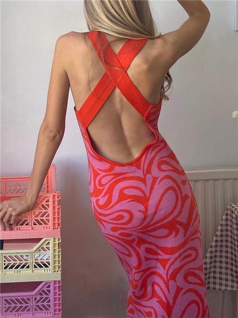 Sexy Backless Cross Knit Dress