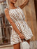 Striped Strapless Belt Mini Dress