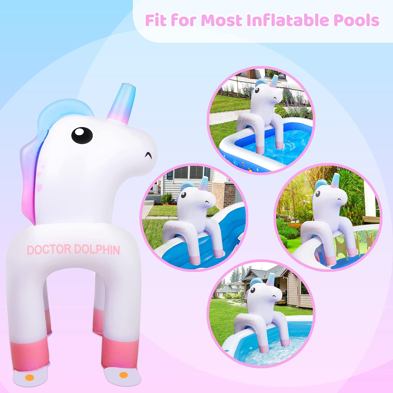 Dolphin Inflatable Unicorn Sprinkler Pool