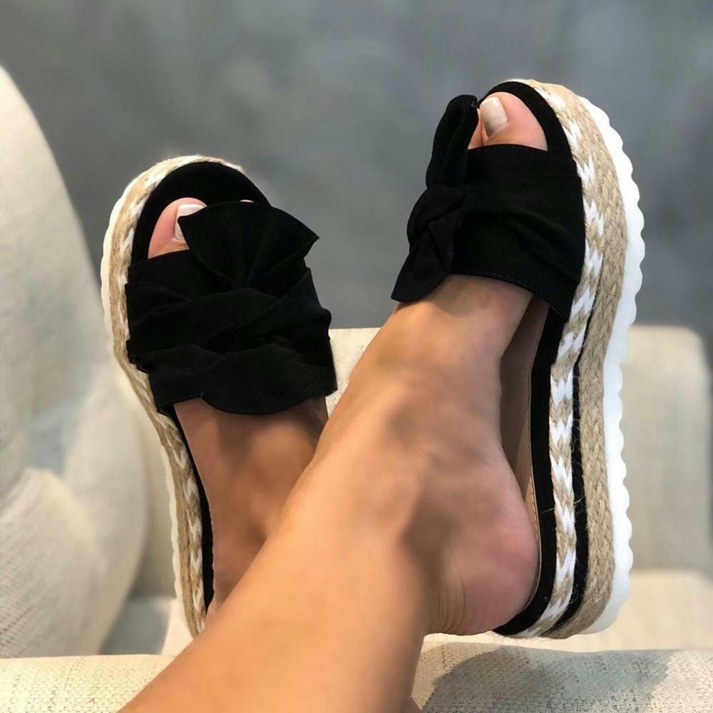 Women Casual Bowknot Slip Platform Sandals