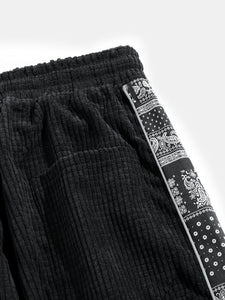 Corduroy Paisley Print Pants