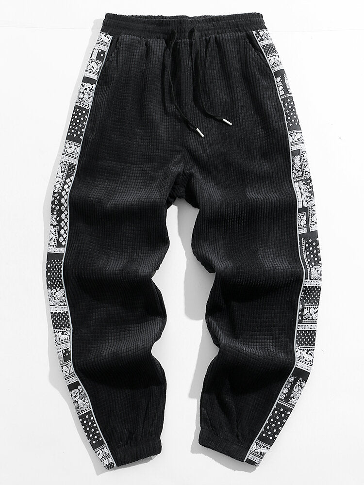 Corduroy Paisley Print Pants