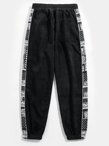 Corduroy Paisley Print Pants