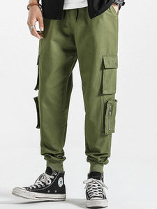 Drawstring Elastic Waist Cargo Pants