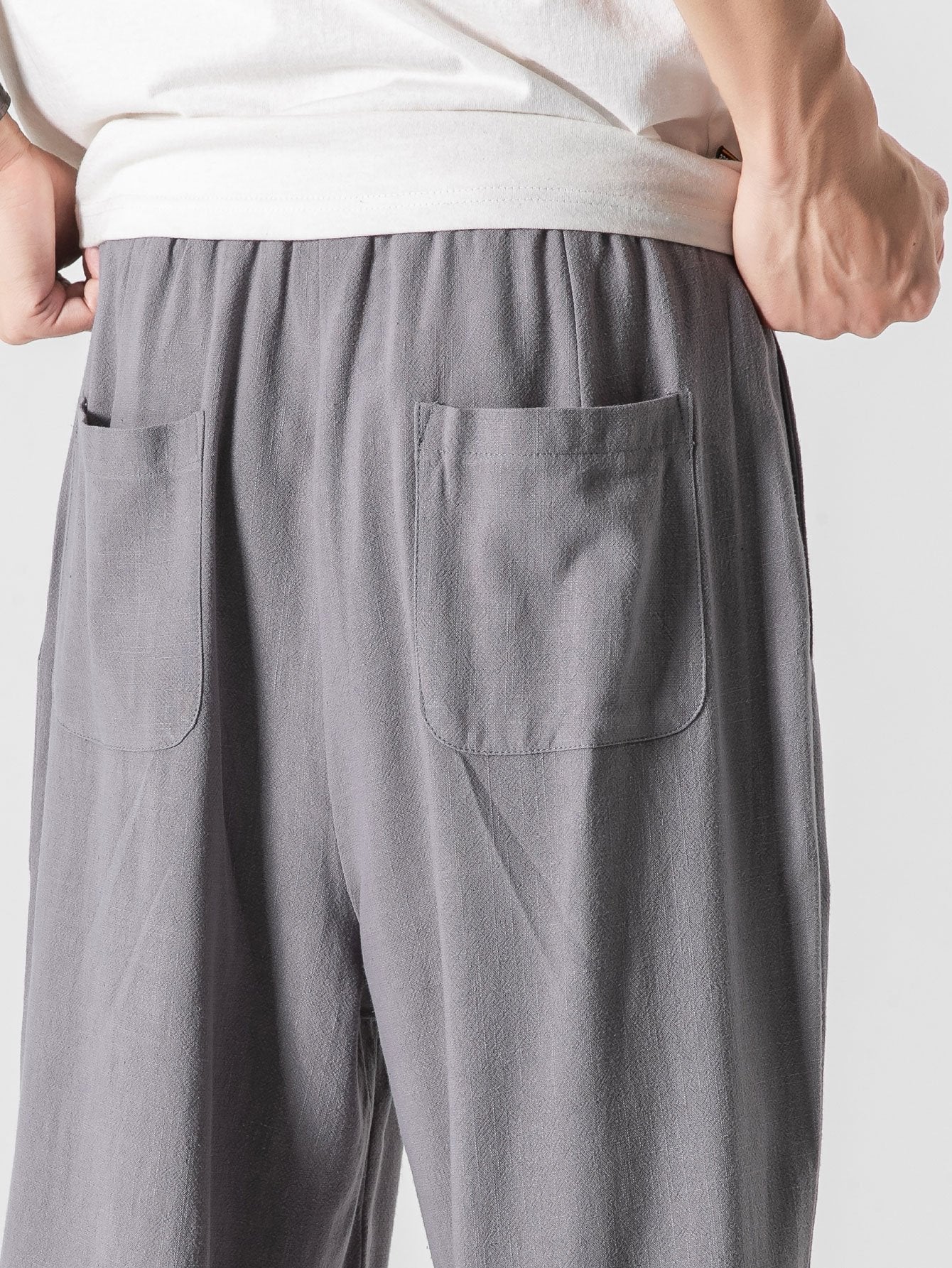 Linen And Cotton Blend Wide Leg Pants