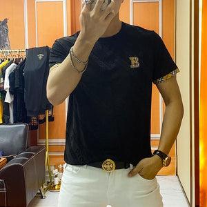 Men Casual Embroidered Short Sleeve