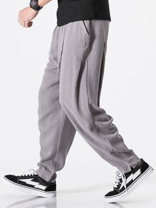 Detachable Belt Linen Cotton Blend Pants