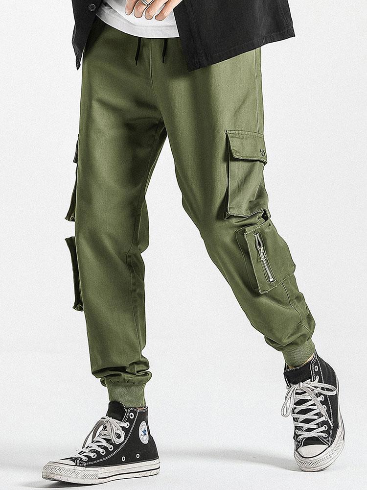 Drawstring Elastic Waist Cargo Pants