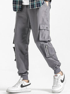 Drawstring Elastic Waist Cargo Pants