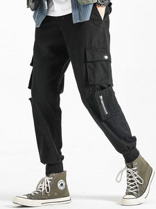 Drawstring Elastic Waist Cargo Pants