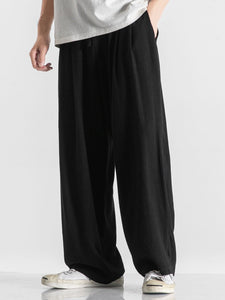 Linen And Cotton Blend Wide Leg Pants