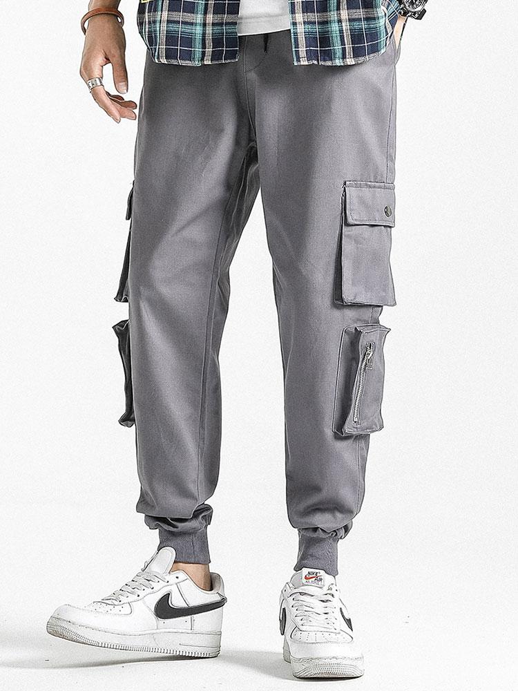 Drawstring Elastic Waist Cargo Pants